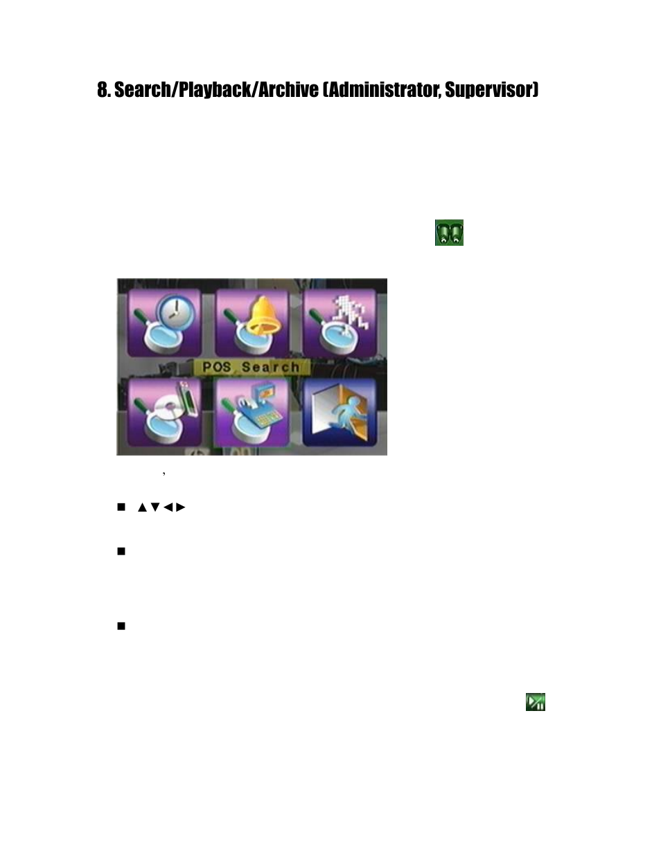 Search/playback/archive (administrator/supervisor) | Aposonic A-S1604R20A User Manual | Page 78 / 121
