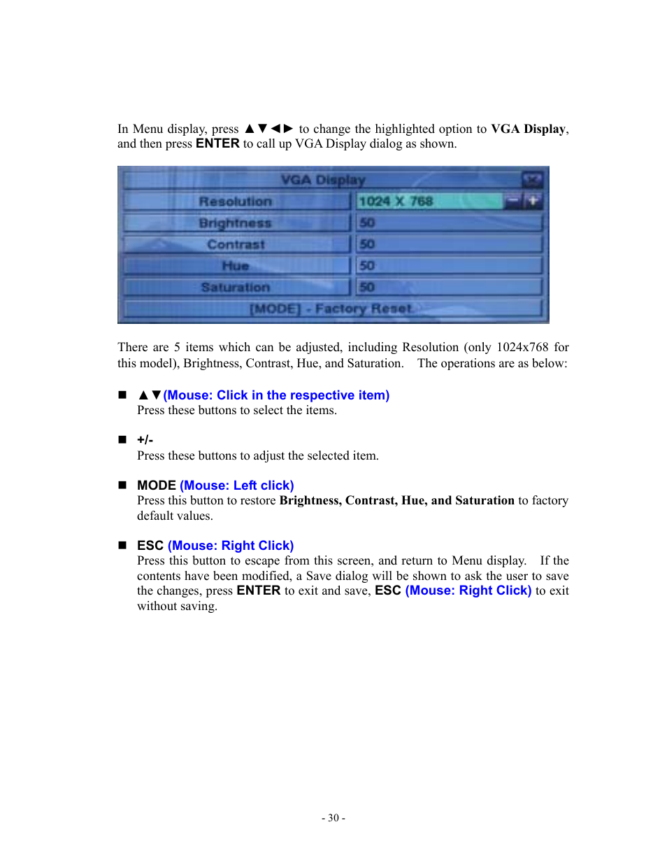 4 vga display | Aposonic A-S1602R20B User Manual | Page 30 / 120
