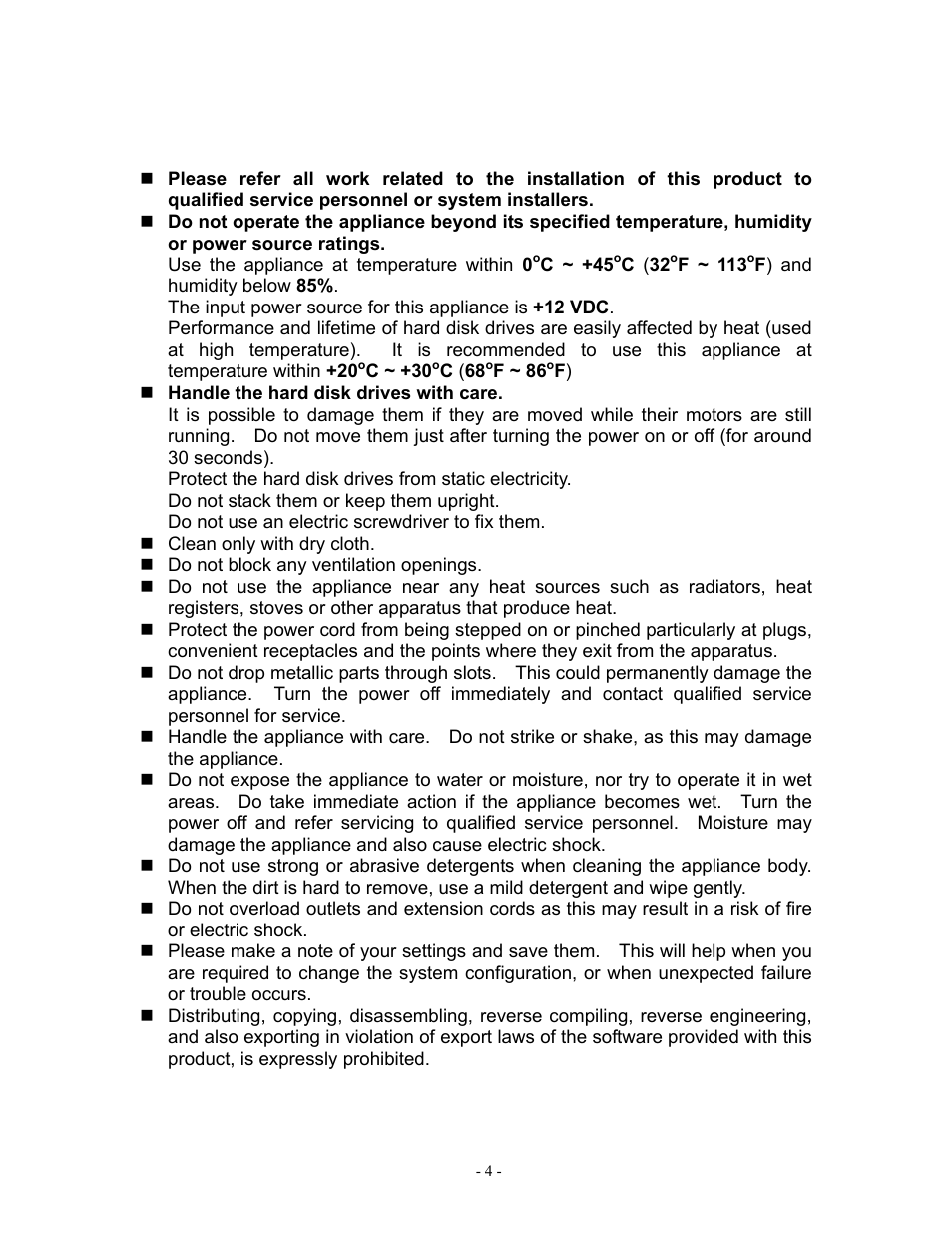 Precautions | Aposonic A-S1602R20B User Manual | Page 4 / 120