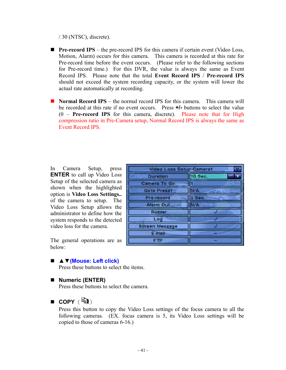 1 video loss setup, Section 6.2.1 | Aposonic A-S1602R20B User Manual | Page 41 / 120