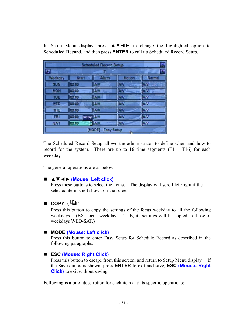 5 scheduled record setup | Aposonic A-S1602R20B User Manual | Page 51 / 120