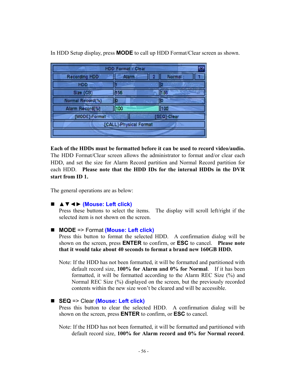1 hdd format/clear | Aposonic A-S1602R20B User Manual | Page 56 / 120
