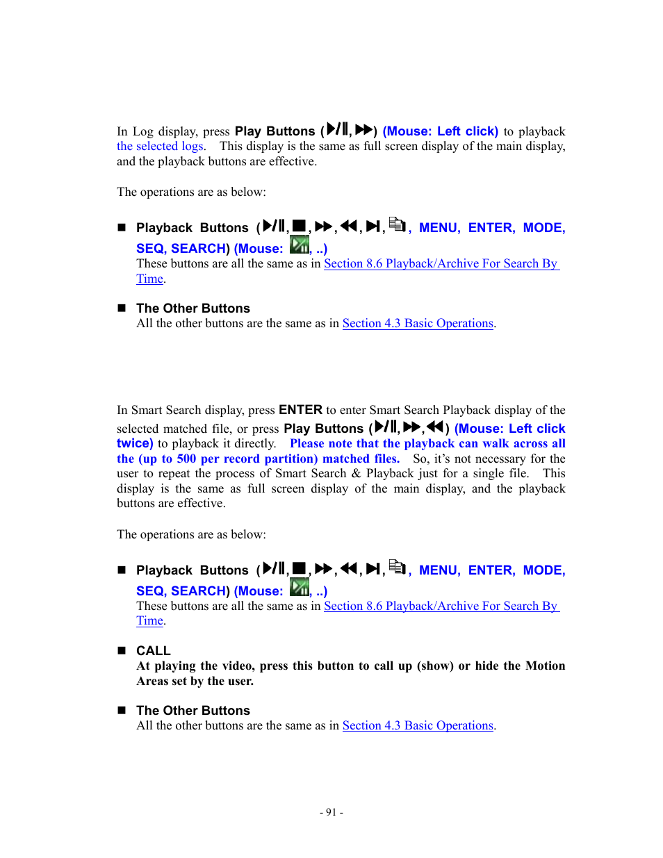 7 playback/archive for search by event, 8 playback/archive for smart search | Aposonic A-S1602R20B User Manual | Page 91 / 120