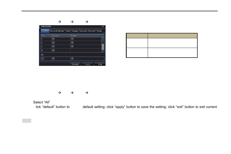 1 enable, 2 record bitrate | Aposonic A-S3216T3 User Manual | Page 28 / 107