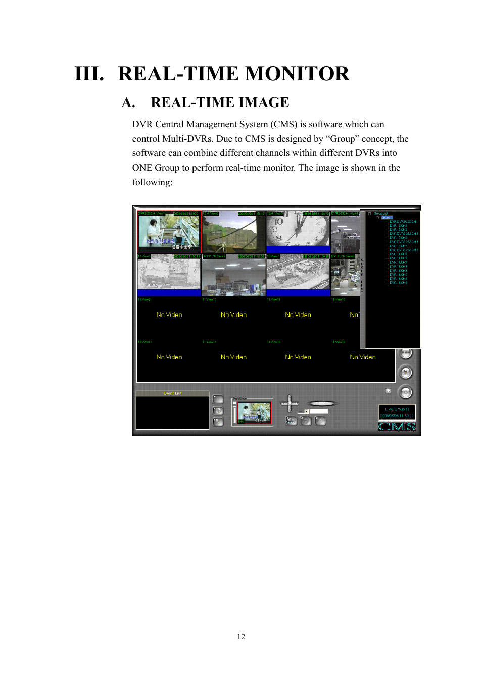 Iii. real-time monitor, A. real-time image | Aposonic A-S1604R4 User Manual | Page 12 / 30