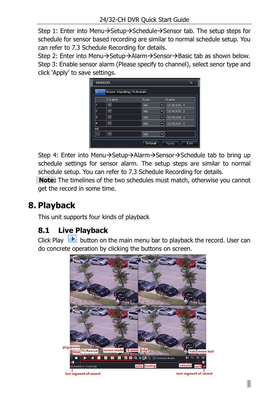 Playback | Aposonic A-S3216T3 User Manual | Page 11 / 15