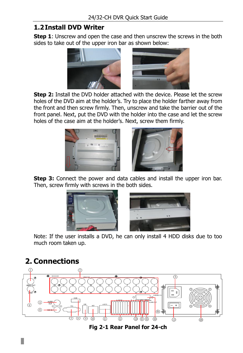 Connections, 2 install dvd writer | Aposonic A-S3216T3 User Manual | Page 4 / 15