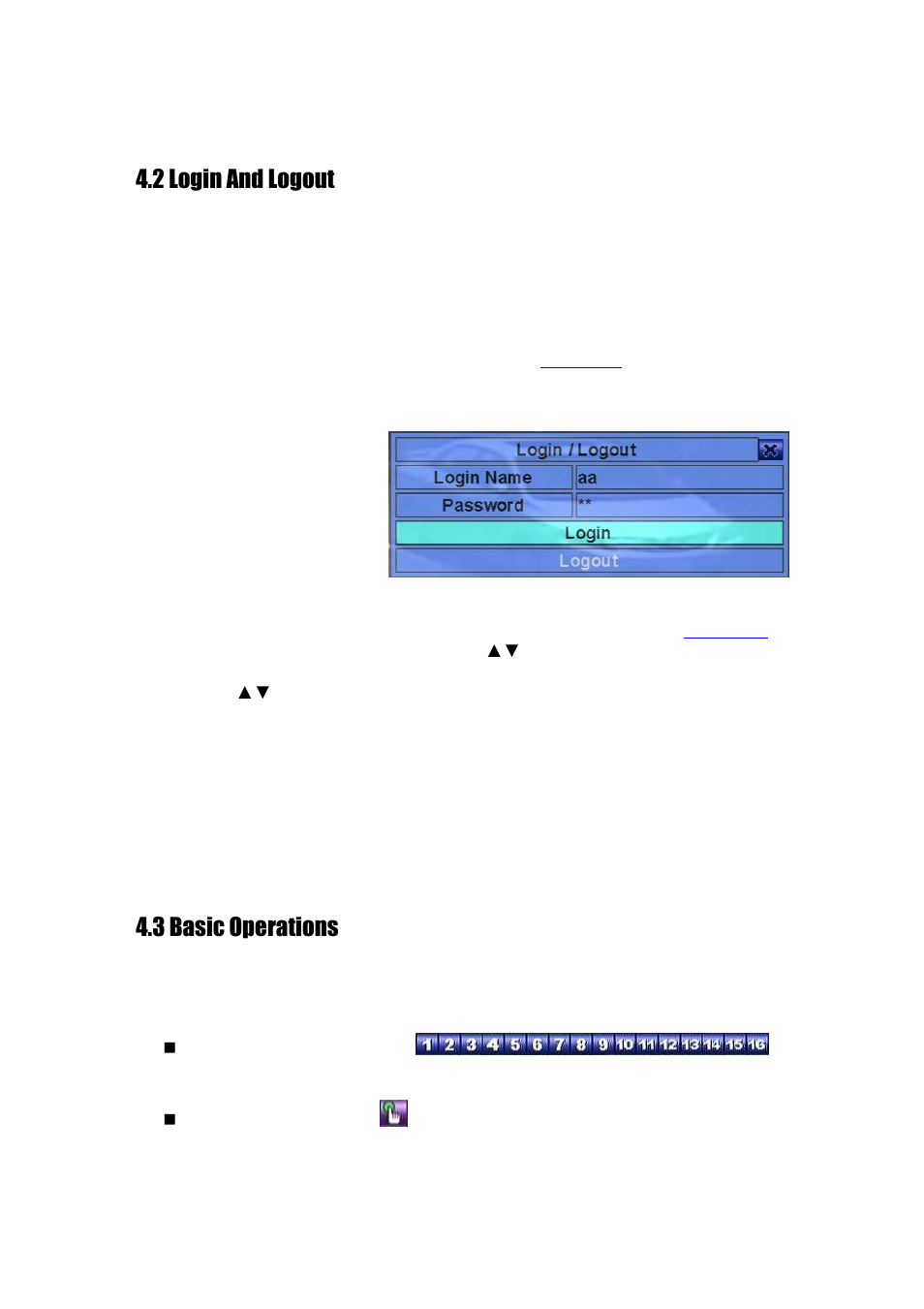 2 login and logout, 3 basic operations | Aposonic A-H2A8D2 User Manual | Page 23 / 125