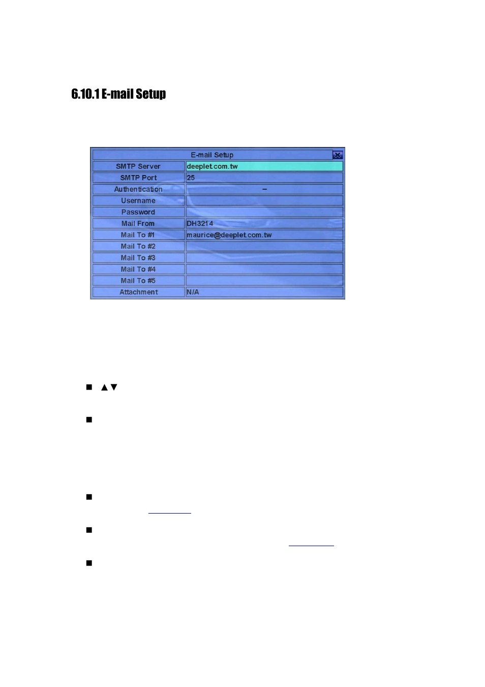 1 e-mail setup | Aposonic A-H2A8D2 User Manual | Page 74 / 125