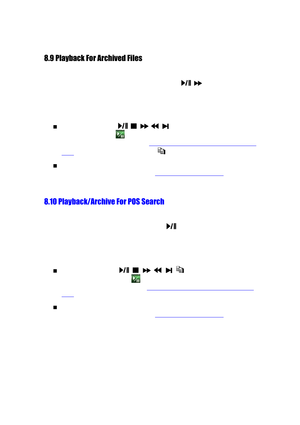9 playback for archived files, 10 playback/archive for pos search | Aposonic A-H2A8D2 User Manual | Page 97 / 125