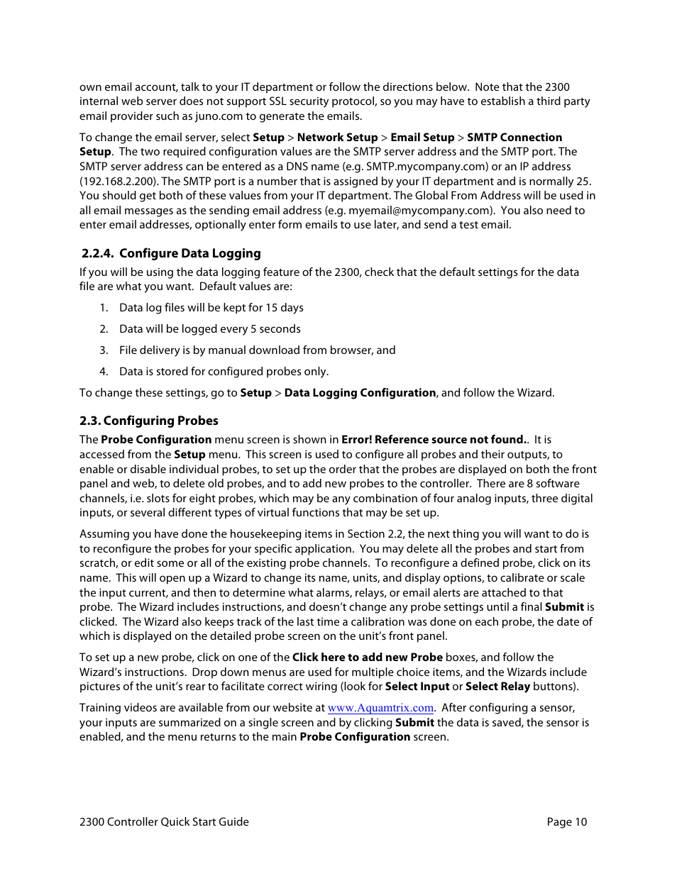 Aquametrix 2300 Multi-Input Controller Quick Start Guide User Manual | Page 10 / 11