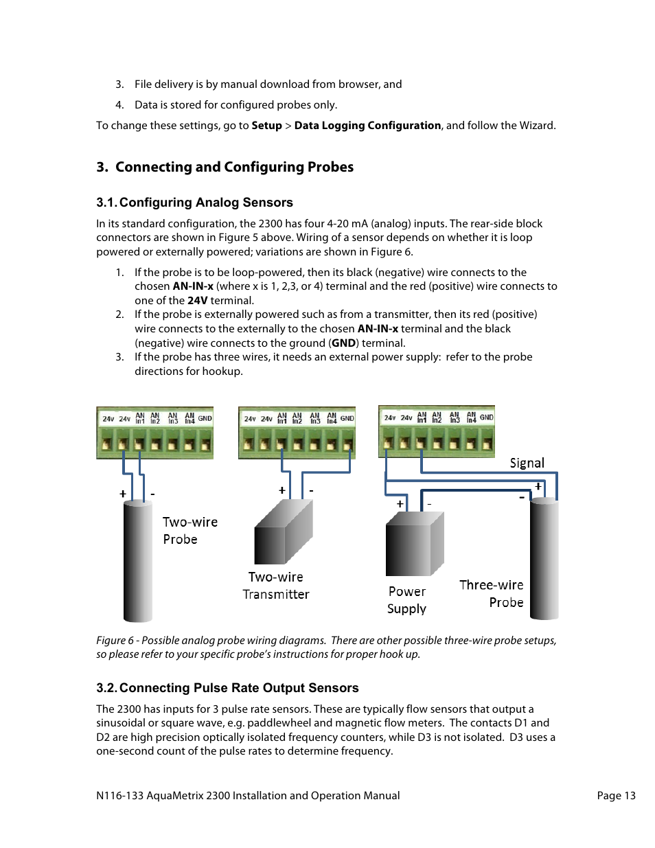 Connecting and configuring probes | Aquametrix 2300 Multi-Input Controller User Manual User Manual | Page 13 / 45