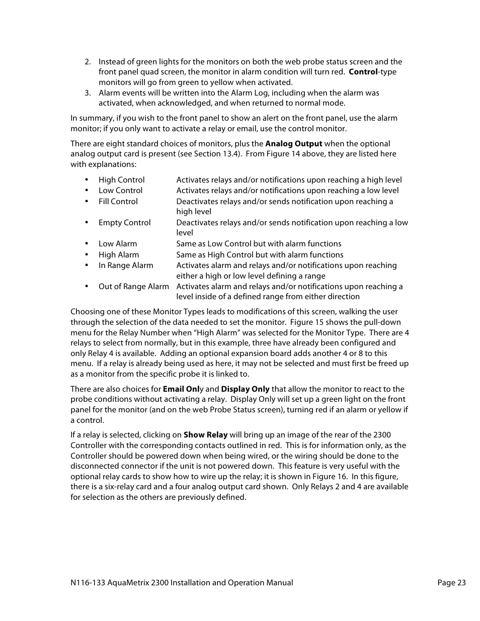 Aquametrix 2300 Multi-Input Controller User Manual User Manual | Page 23 / 45