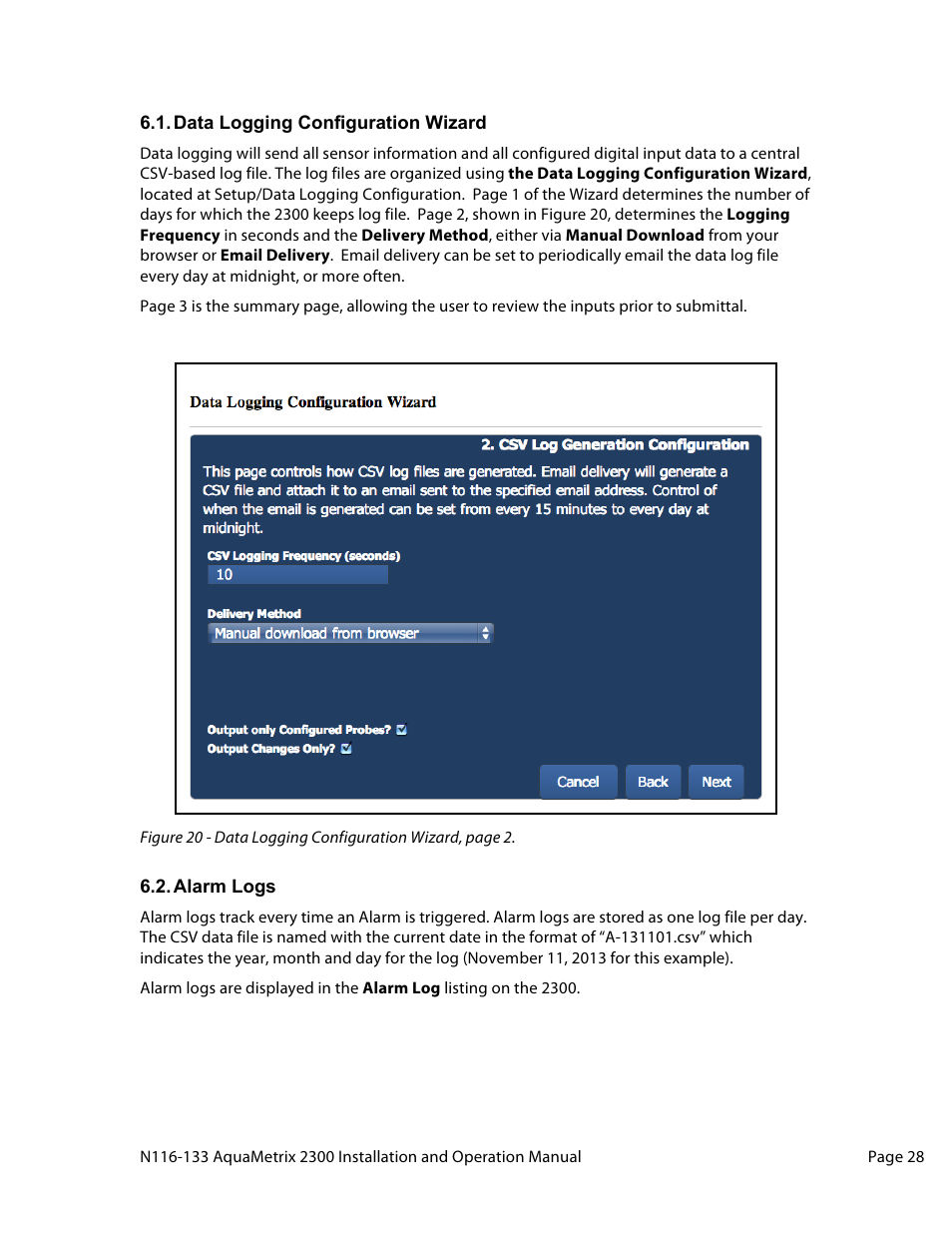 Aquametrix 2300 Multi-Input Controller User Manual User Manual | Page 28 / 45