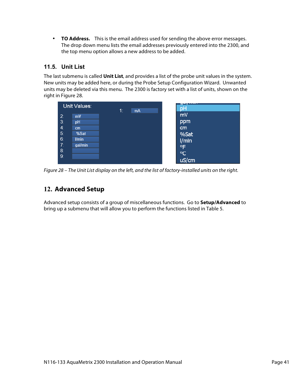 Advanced setup | Aquametrix 2300 Multi-Input Controller User Manual User Manual | Page 41 / 45