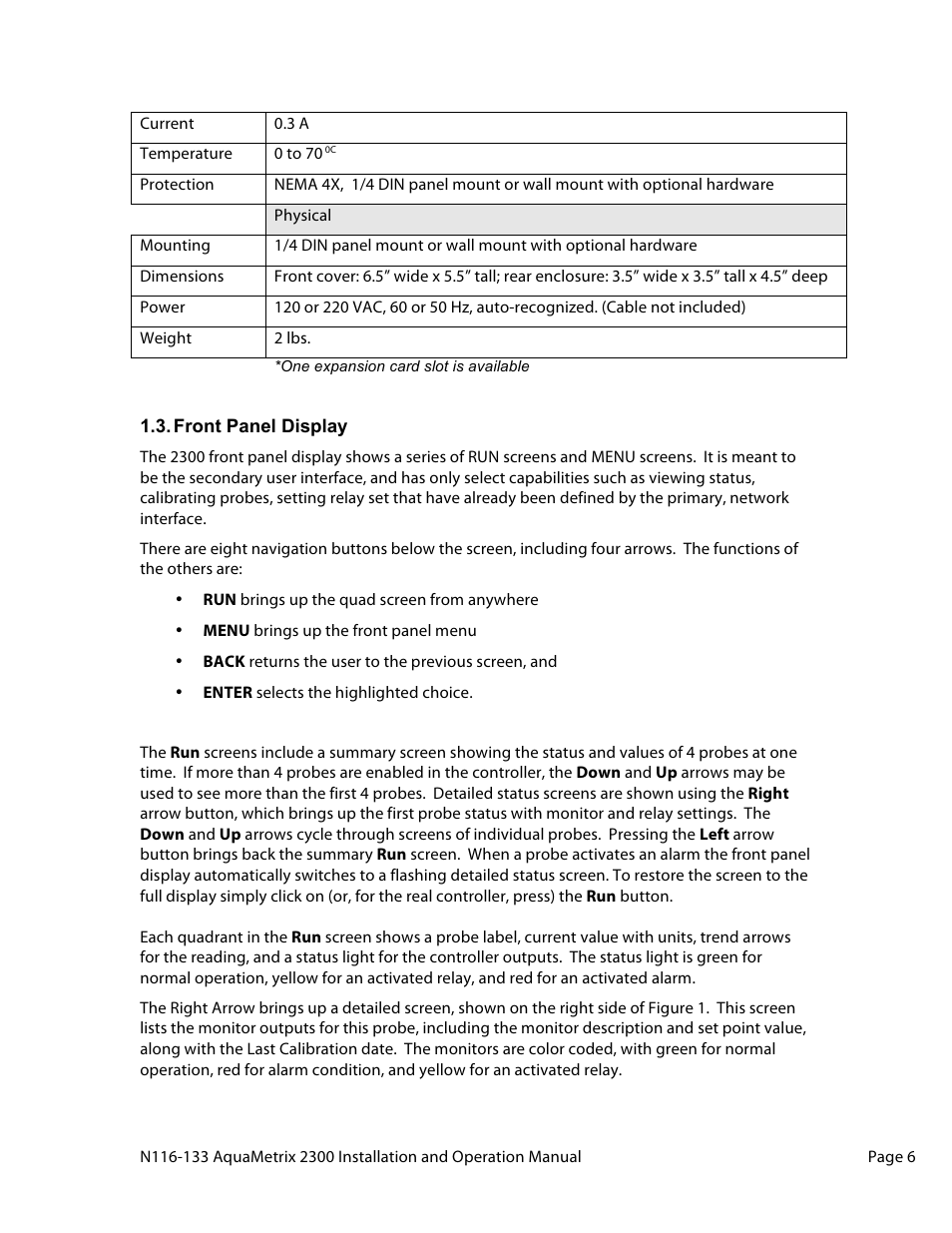 Aquametrix 2300 Multi-Input Controller User Manual User Manual | Page 6 / 45