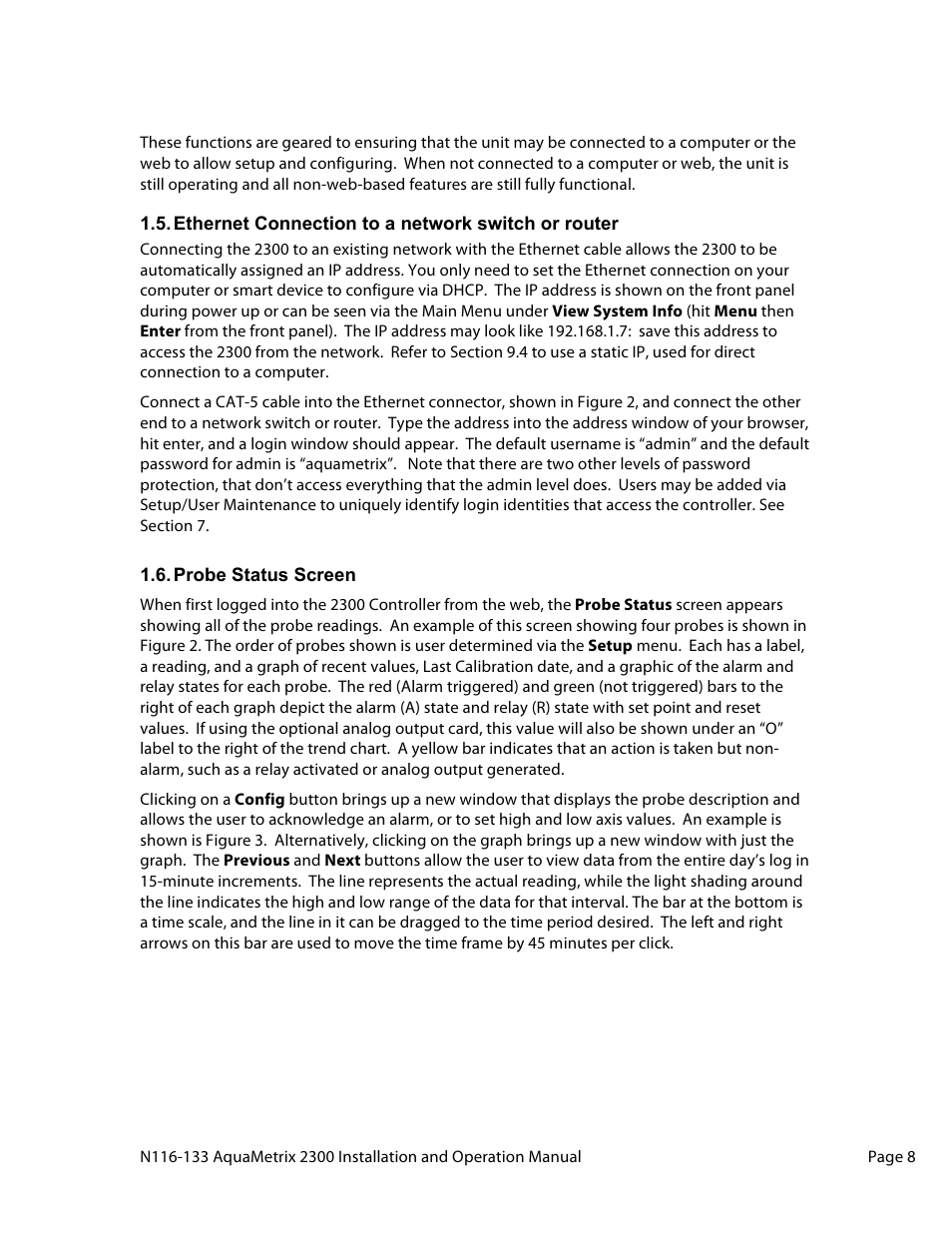 Aquametrix 2300 Multi-Input Controller User Manual User Manual | Page 8 / 45
