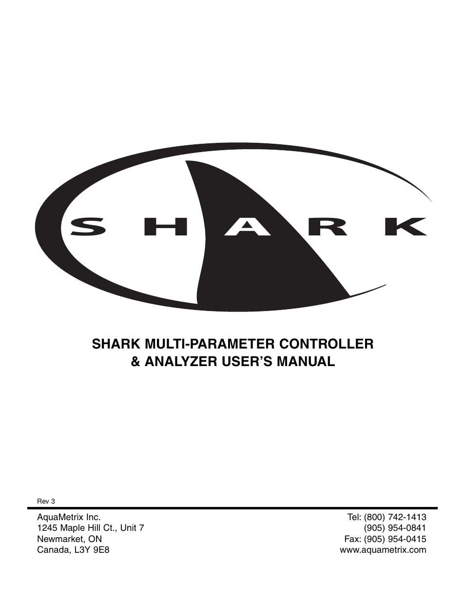 Aquametrix SHARK-120/240 Controllers User Manual User Manual | 132 pages