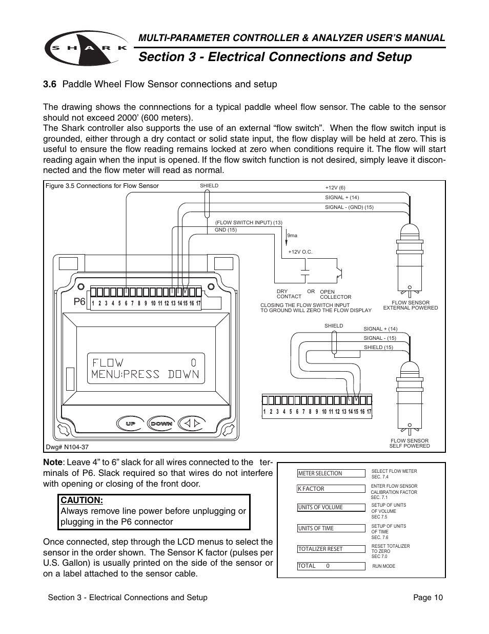 6 paddle wheel flow sensor connections and setup | Aquametrix SHARK-120/240 Controllers User Manual User Manual | Page 12 / 132