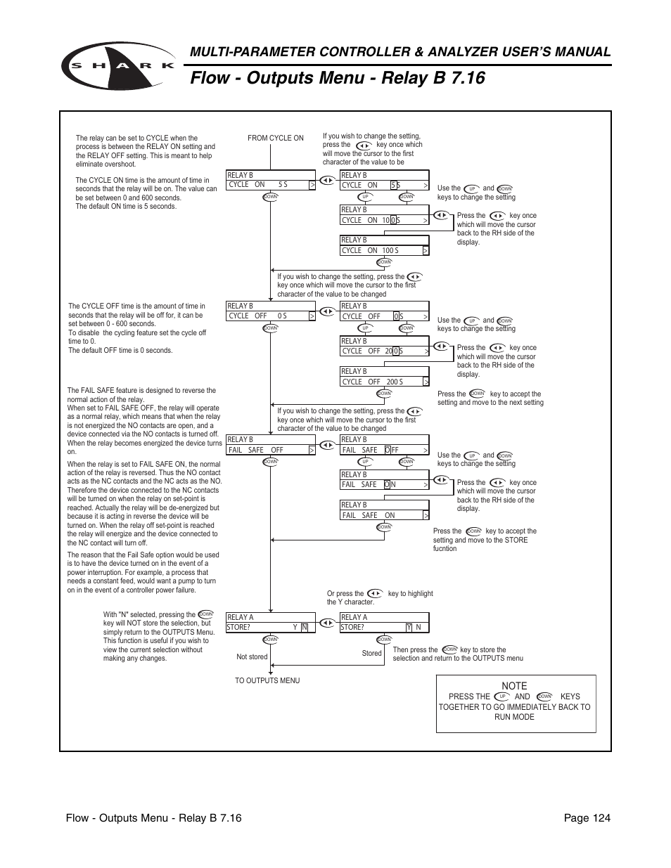 Flow - outputs menu - relay b 7.16 | Aquametrix SHARK-120/240 Controllers User Manual User Manual | Page 126 / 132