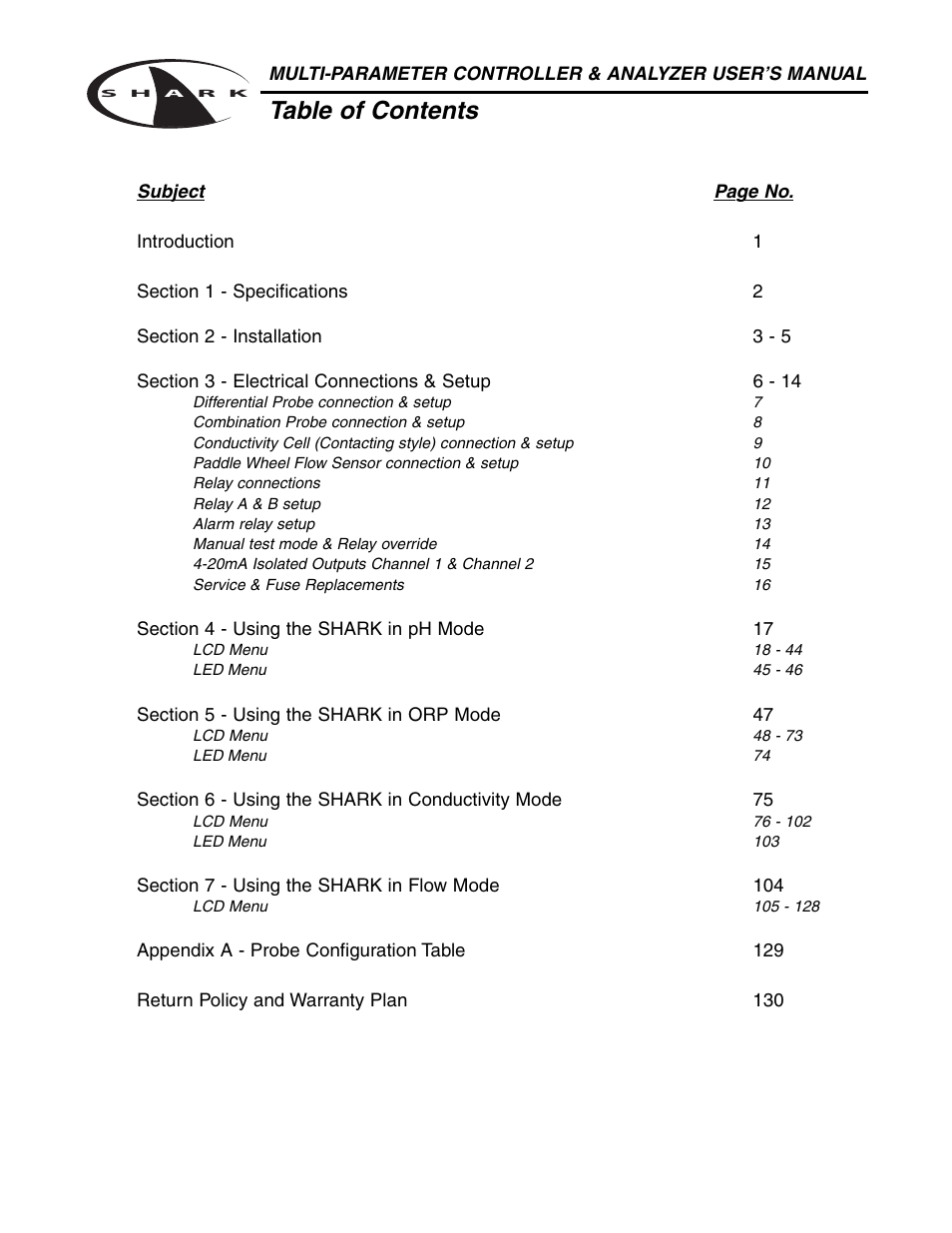 Aquametrix SHARK-120/240 Controllers User Manual User Manual | Page 2 / 132