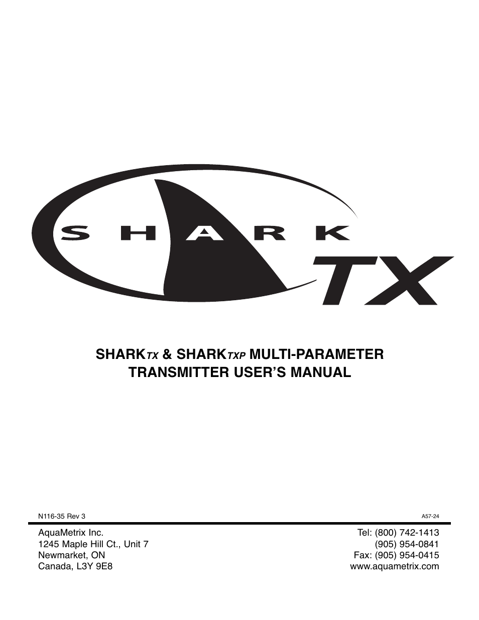 Aquametrix SHARK TX / TXP Transmitters User Manual User Manual | 82 pages