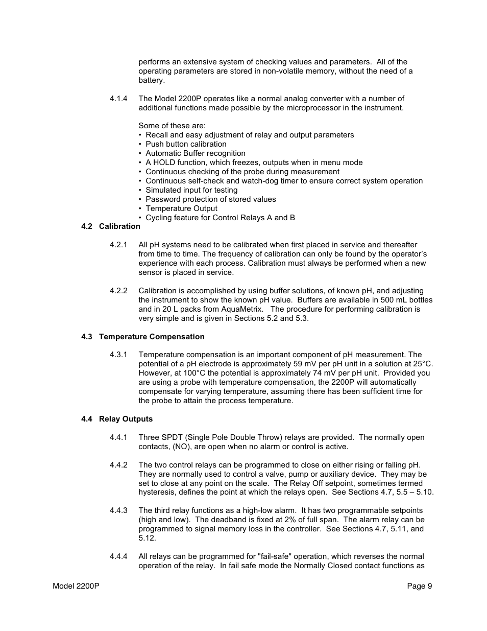 Aquametrix 2200P pH Analyzer/Controller User Manual User Manual | Page 11 / 30