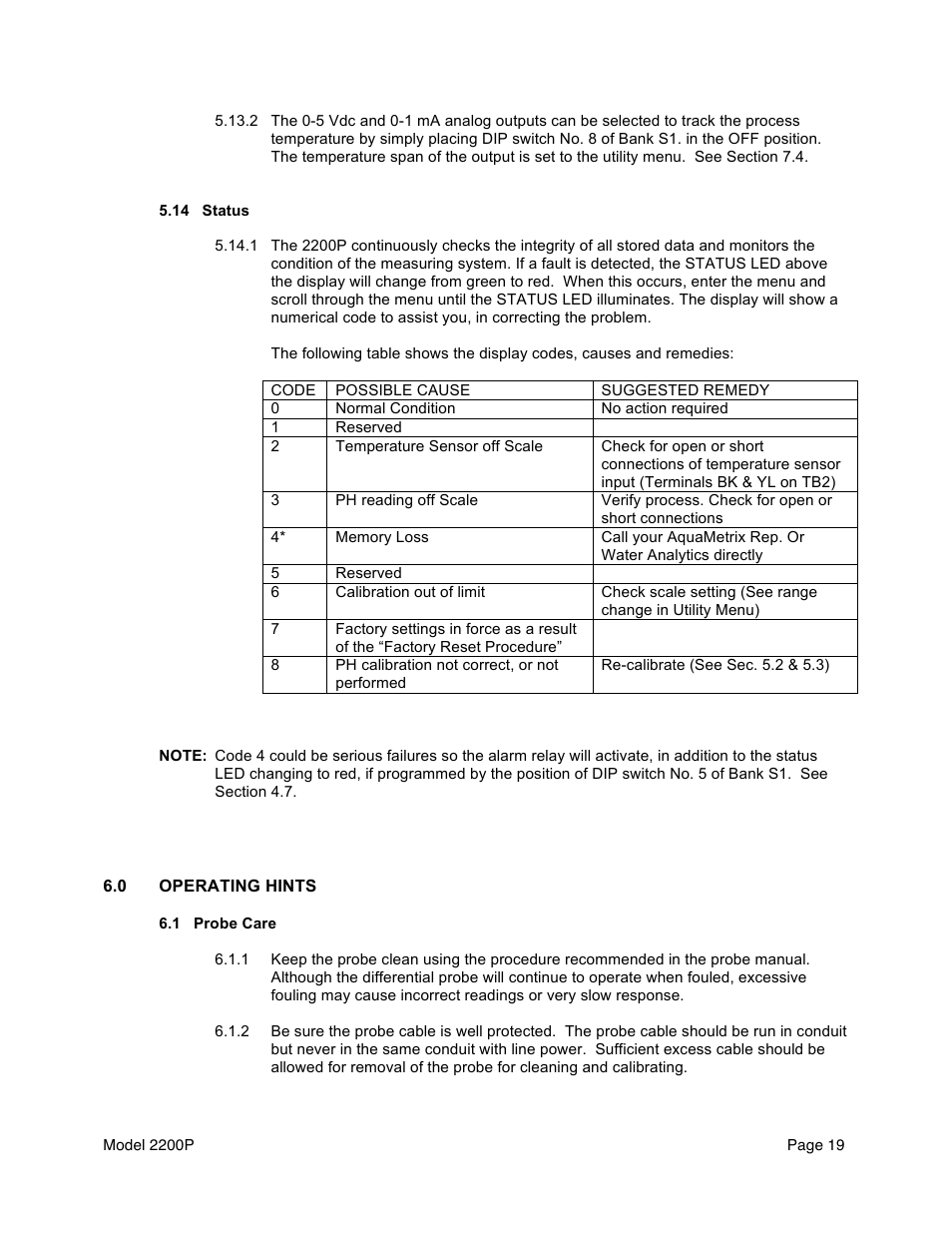 Aquametrix 2200P pH Analyzer/Controller User Manual User Manual | Page 21 / 30