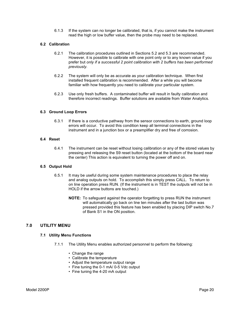 Aquametrix 2200P pH Analyzer/Controller User Manual User Manual | Page 22 / 30