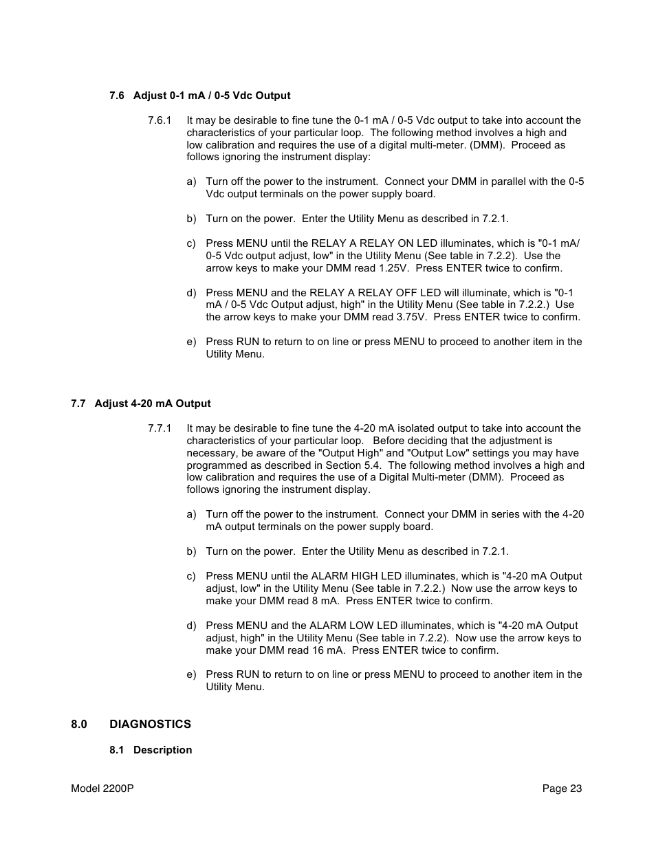 Aquametrix 2200P pH Analyzer/Controller User Manual User Manual | Page 25 / 30