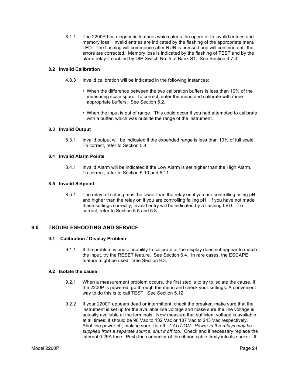 Aquametrix 2200P pH Analyzer/Controller User Manual User Manual | Page 26 / 30