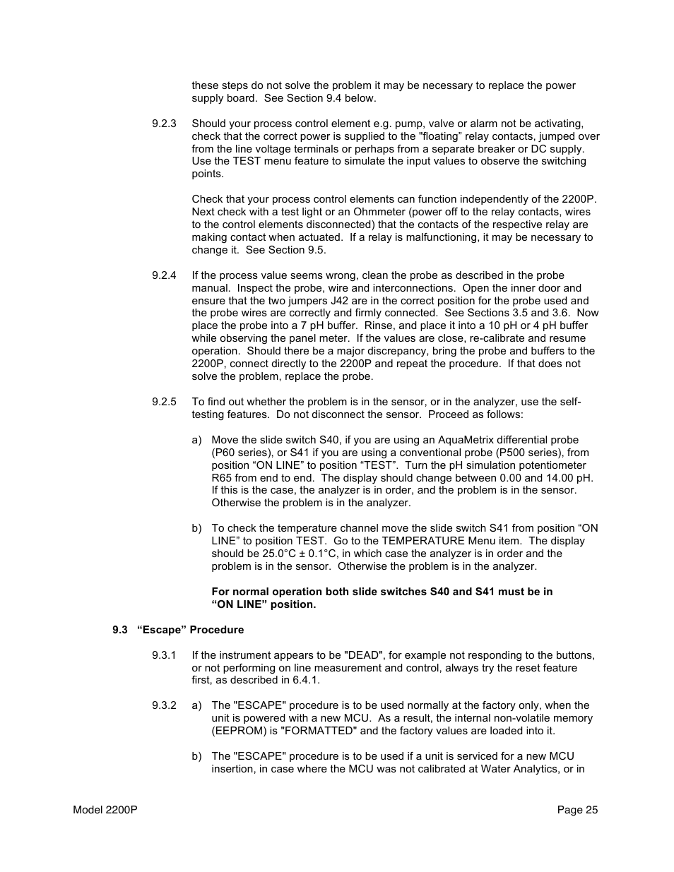 Aquametrix 2200P pH Analyzer/Controller User Manual User Manual | Page 27 / 30