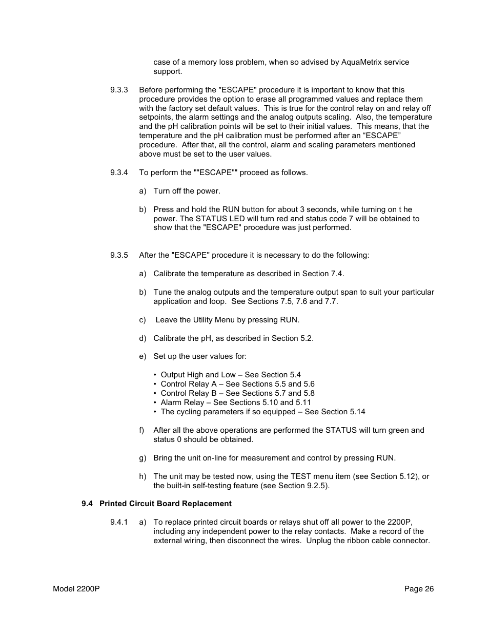 Aquametrix 2200P pH Analyzer/Controller User Manual User Manual | Page 28 / 30