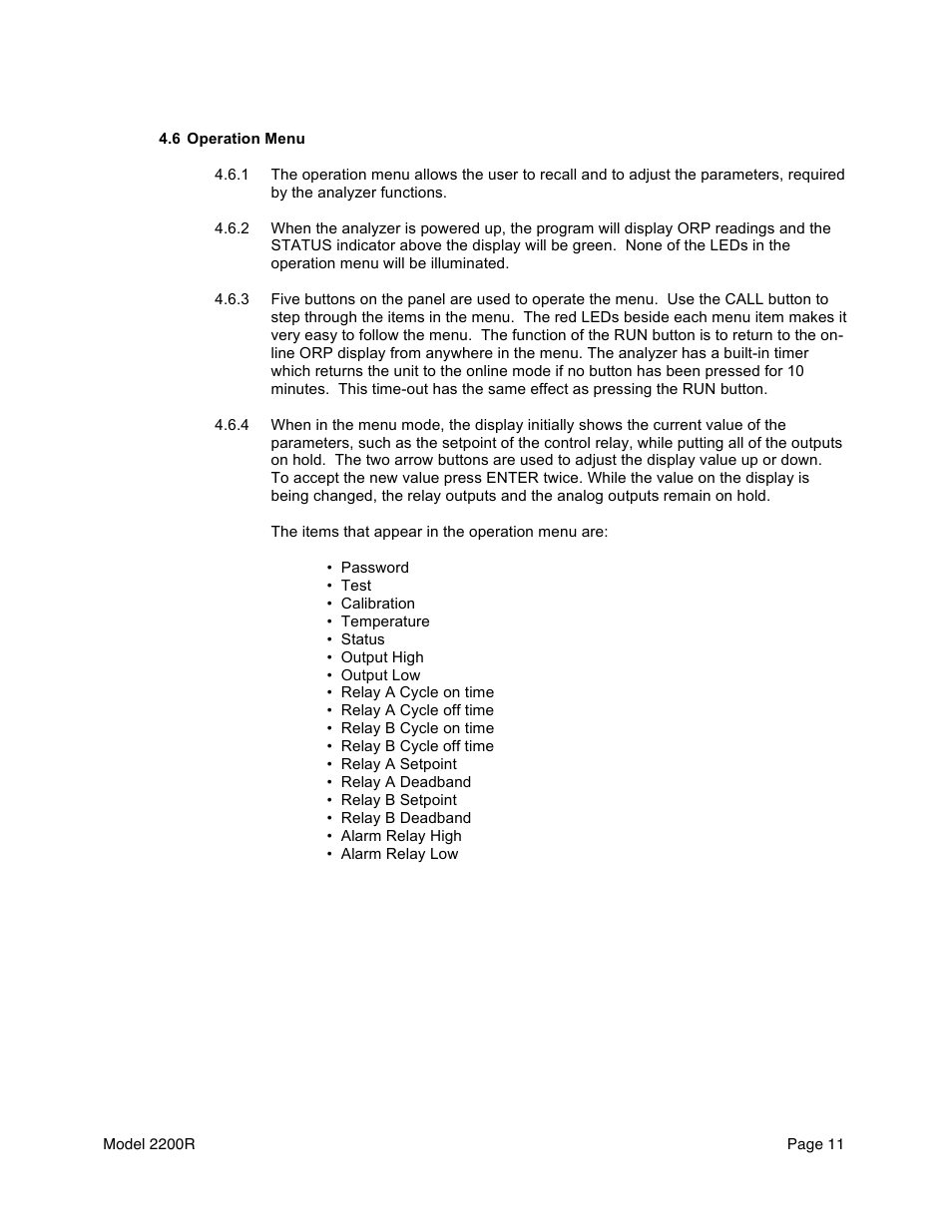 Aquametrix 2200R ORP Analyzer/Controller User Manual User Manual | Page 13 / 30