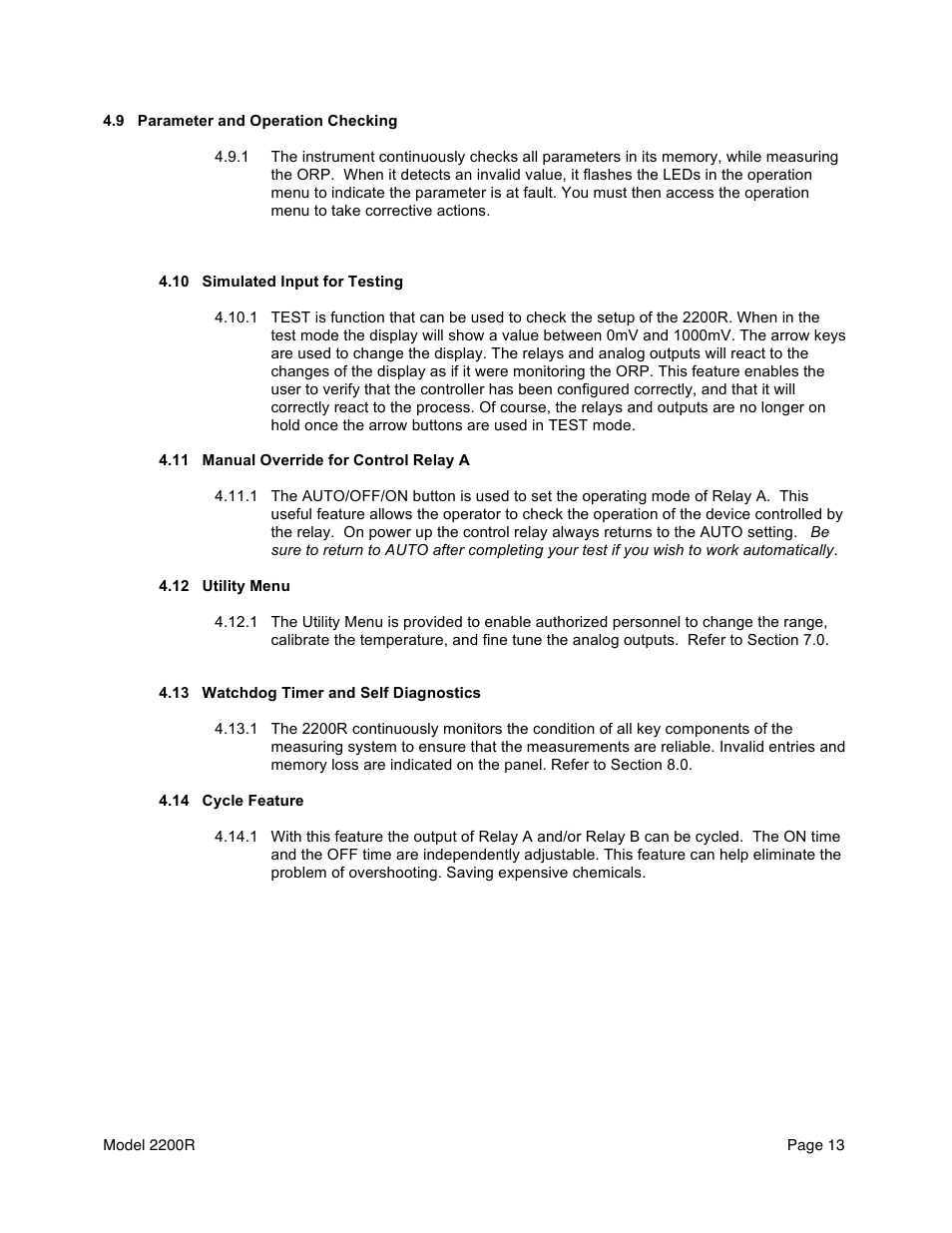 Aquametrix 2200R ORP Analyzer/Controller User Manual User Manual | Page 15 / 30