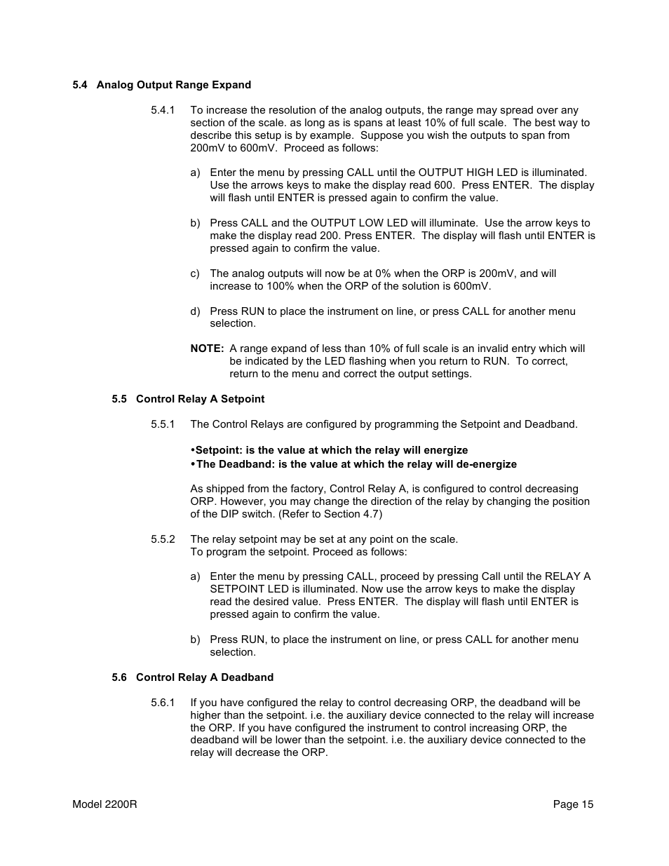 Aquametrix 2200R ORP Analyzer/Controller User Manual User Manual | Page 17 / 30