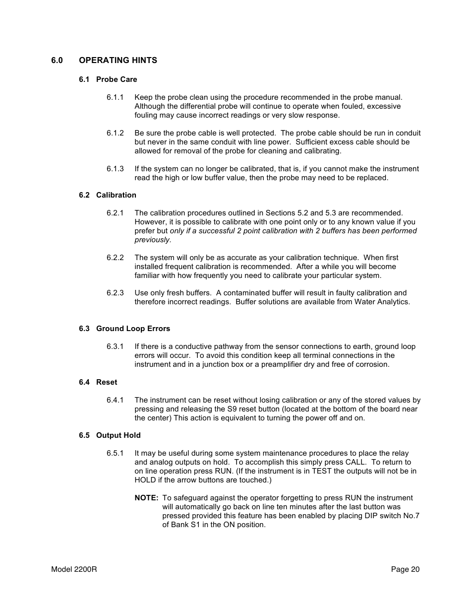 Aquametrix 2200R ORP Analyzer/Controller User Manual User Manual | Page 22 / 30