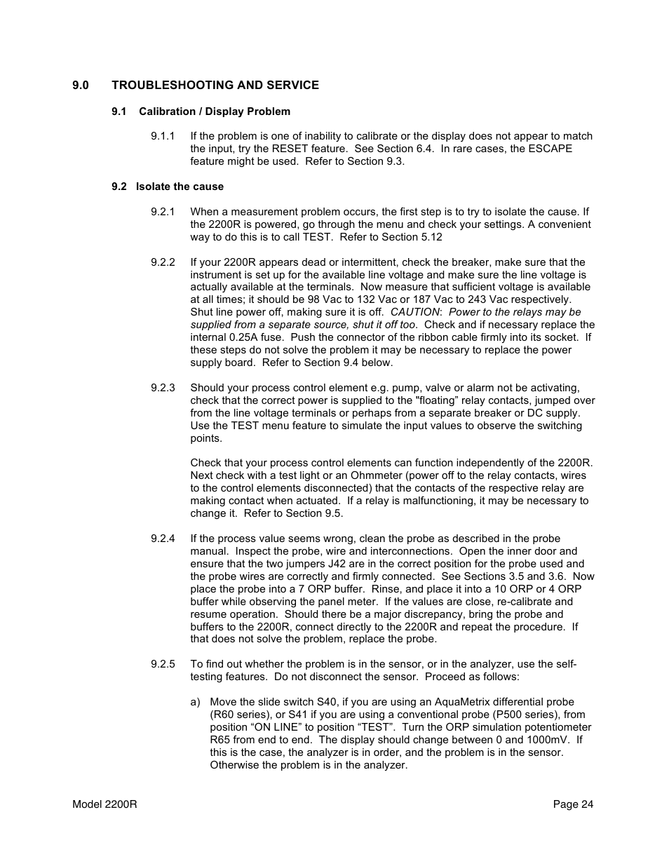 Aquametrix 2200R ORP Analyzer/Controller User Manual User Manual | Page 26 / 30