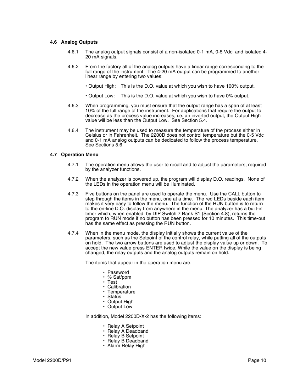 Aquametrix 2200D Dissolved Oxygen Controller/Analyzer User Manual User Manual | Page 12 / 26