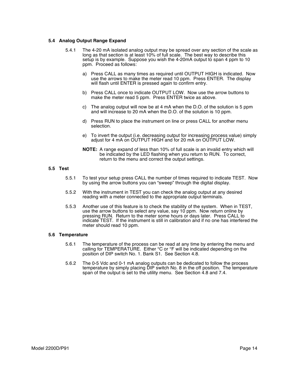 Aquametrix 2200D Dissolved Oxygen Controller/Analyzer User Manual User Manual | Page 16 / 26