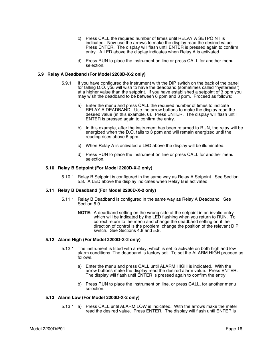 Aquametrix 2200D Dissolved Oxygen Controller/Analyzer User Manual User Manual | Page 18 / 26