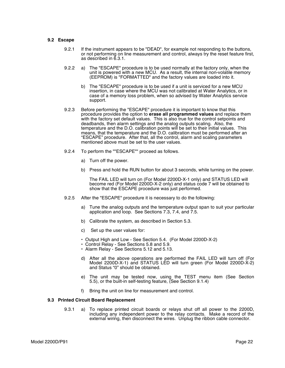 Aquametrix 2200D Dissolved Oxygen Controller/Analyzer User Manual User Manual | Page 24 / 26