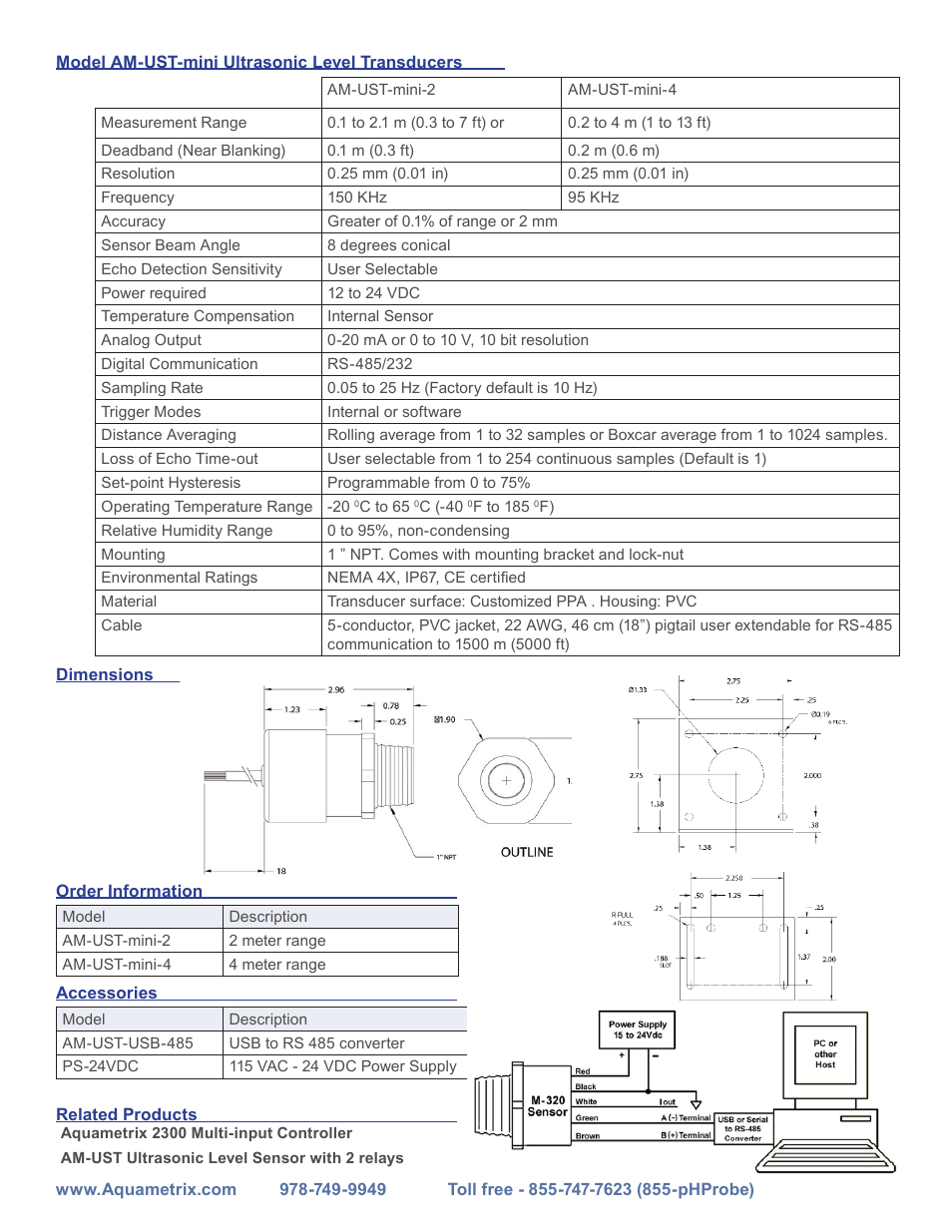 Aquametrix AM-UST-mini User Manual | Page 2 / 2