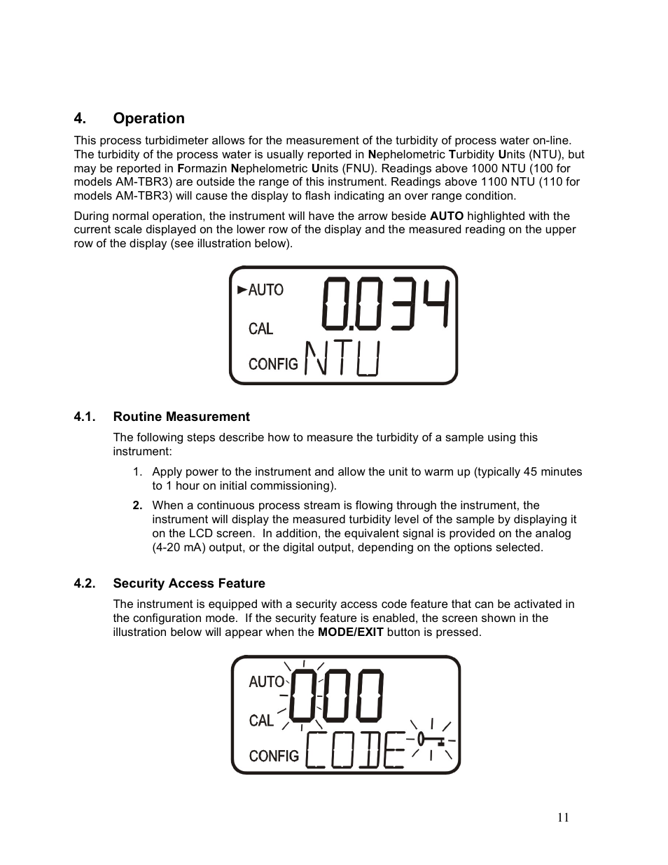 Operation | Aquametrix AM-TBR Turbidimeter User Manual User Manual | Page 16 / 44