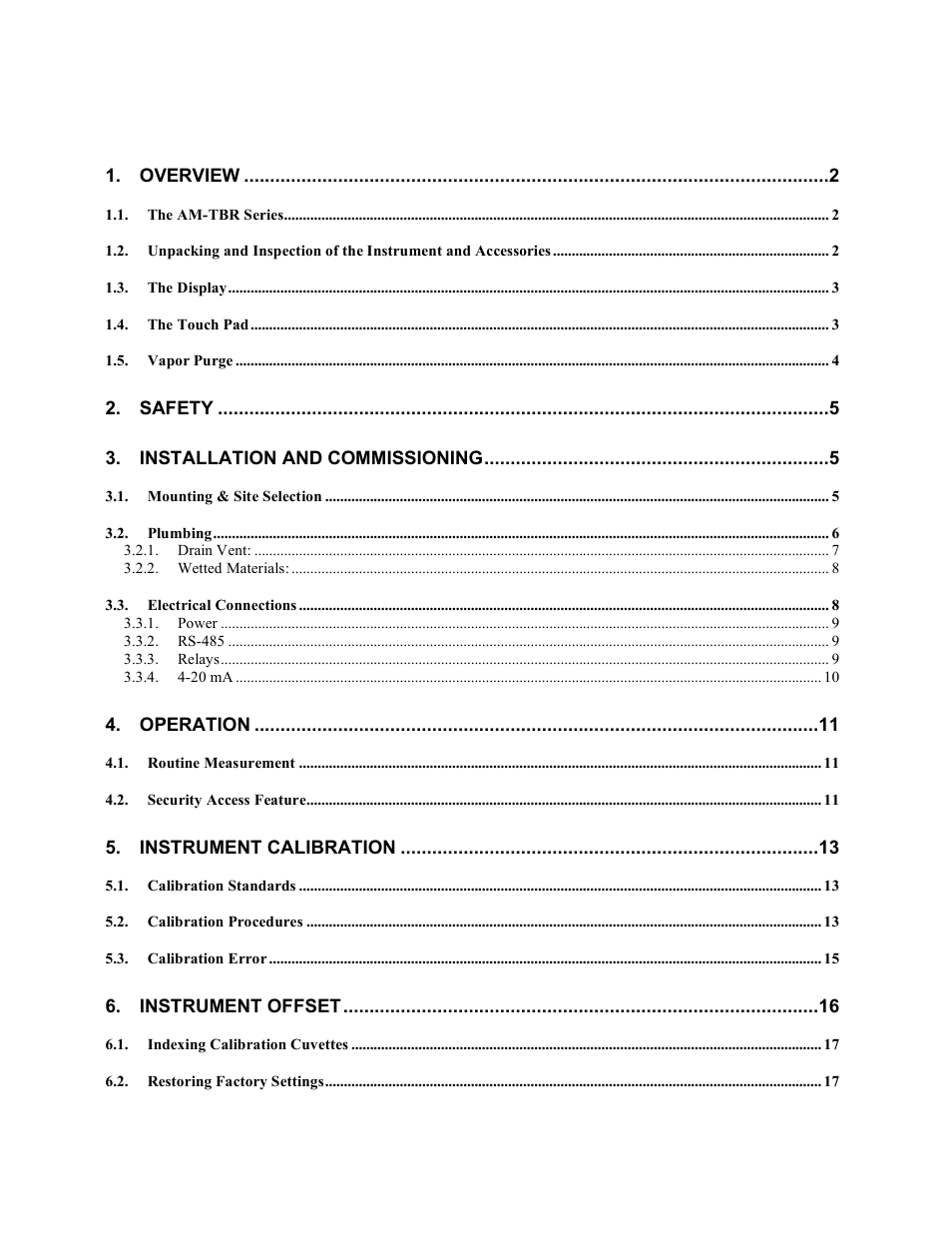 Aquametrix AM-TBR Turbidimeter User Manual User Manual | Page 3 / 44