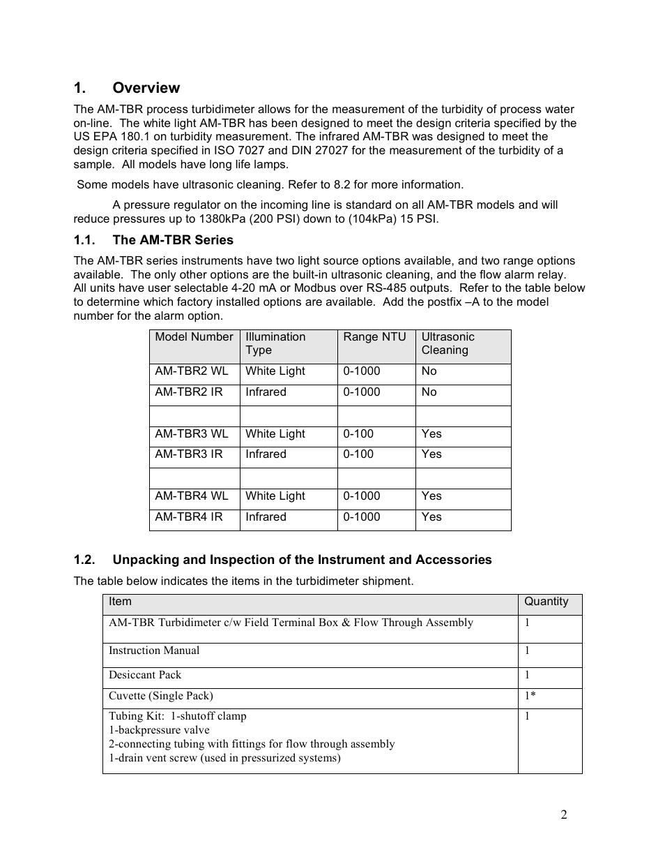 Overview | Aquametrix AM-TBR Turbidimeter User Manual User Manual | Page 7 / 44
