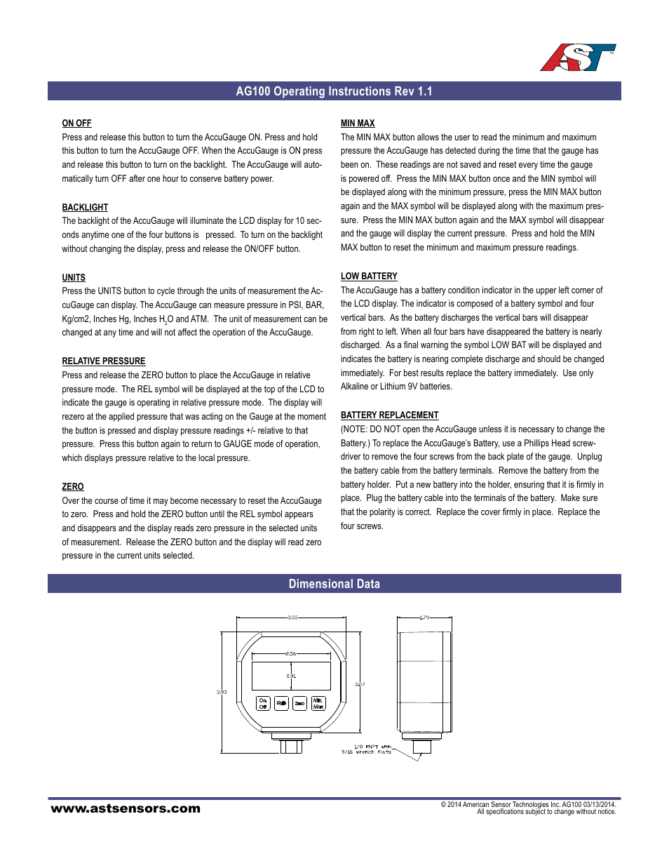 AST AG100 Datasheet User Manual | Page 2 / 2