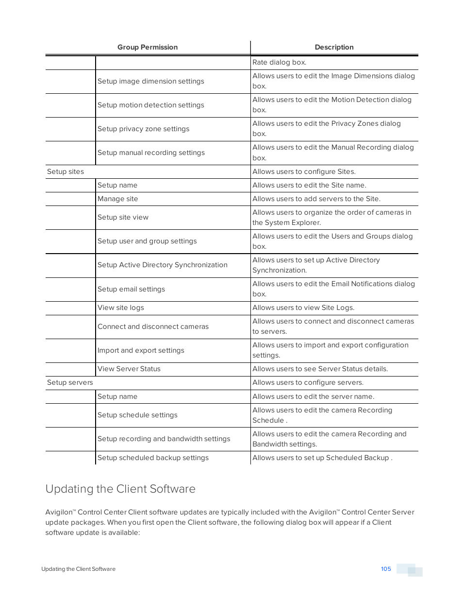 Updating the client software | Avigilon ACC Core Version 5.2.2 User Manual | Page 105 / 113