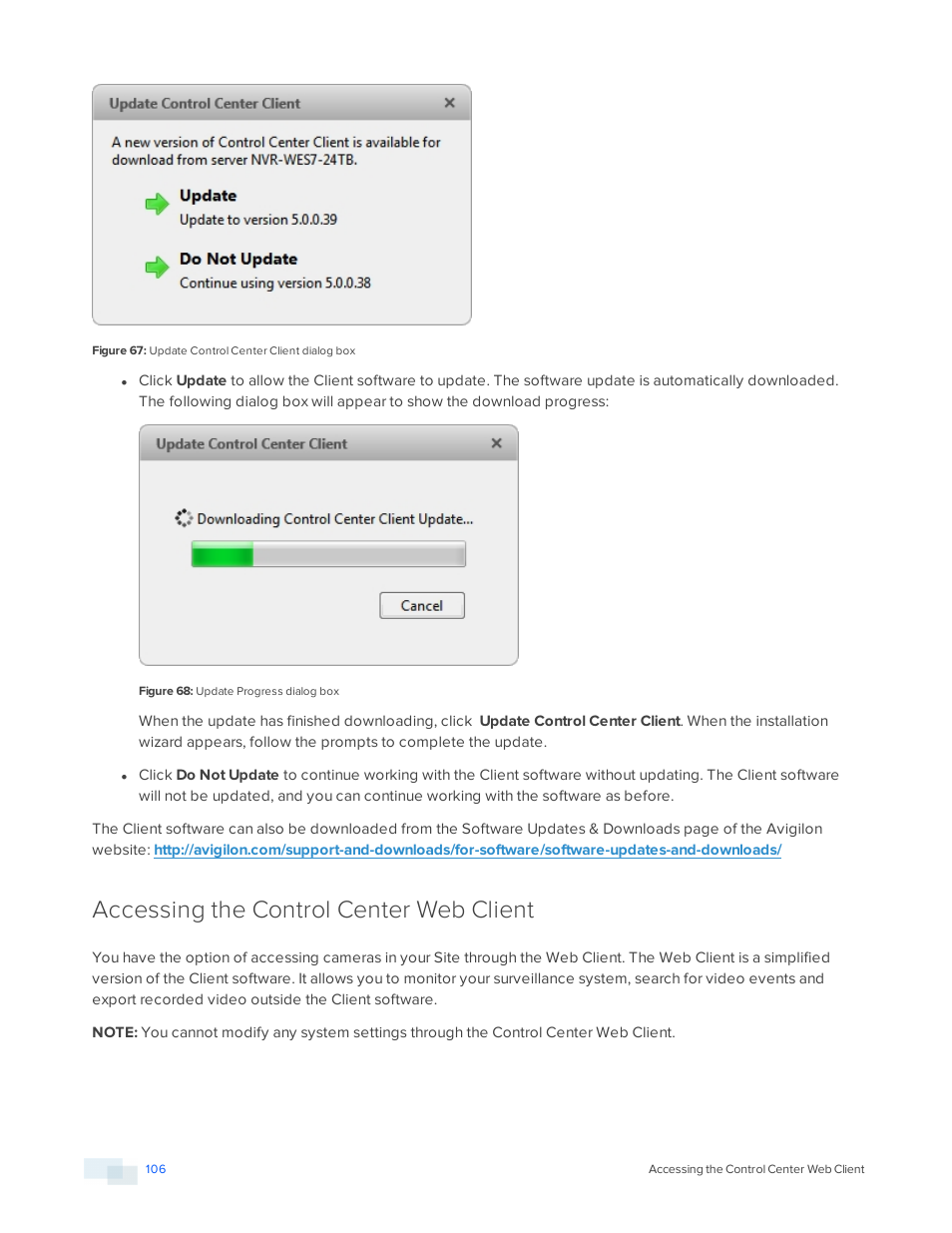 Accessing the control center web client | Avigilon ACC Core Version 5.2.2 User Manual | Page 106 / 113