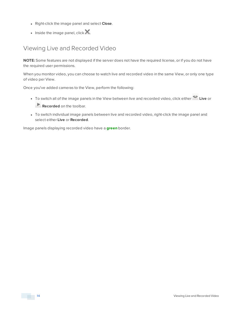 Viewing live and recorded video | Avigilon ACC Core Version 5.2.2 User Manual | Page 14 / 113